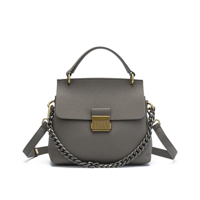 

New Classic Chain Design Small Shell Tote Fashion Genuine Leather Women Niche Design Shoulder Bags Top Quality Ladies Handbag