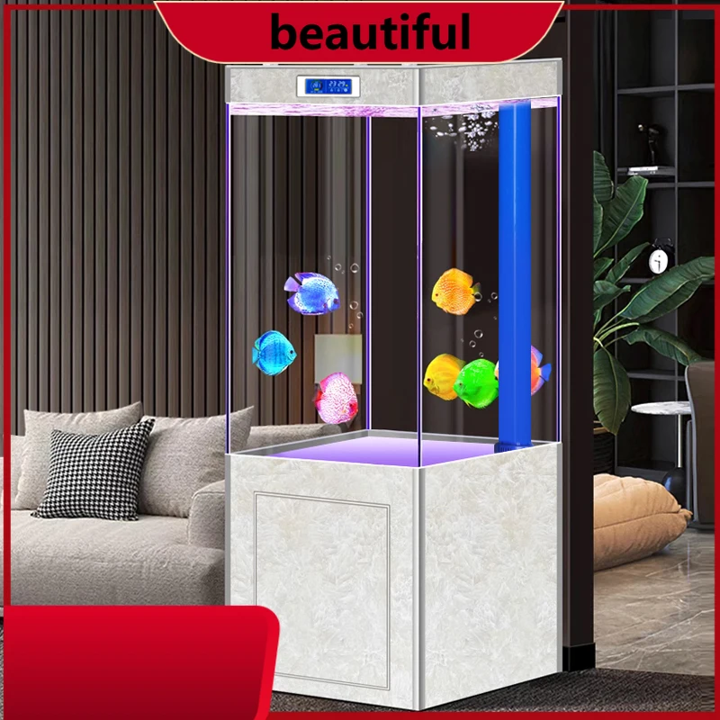 

Super White Glass Dragon Fish Tank New Vertical Living Room Small and Medium Bottom Filter Change Water Aquarium H