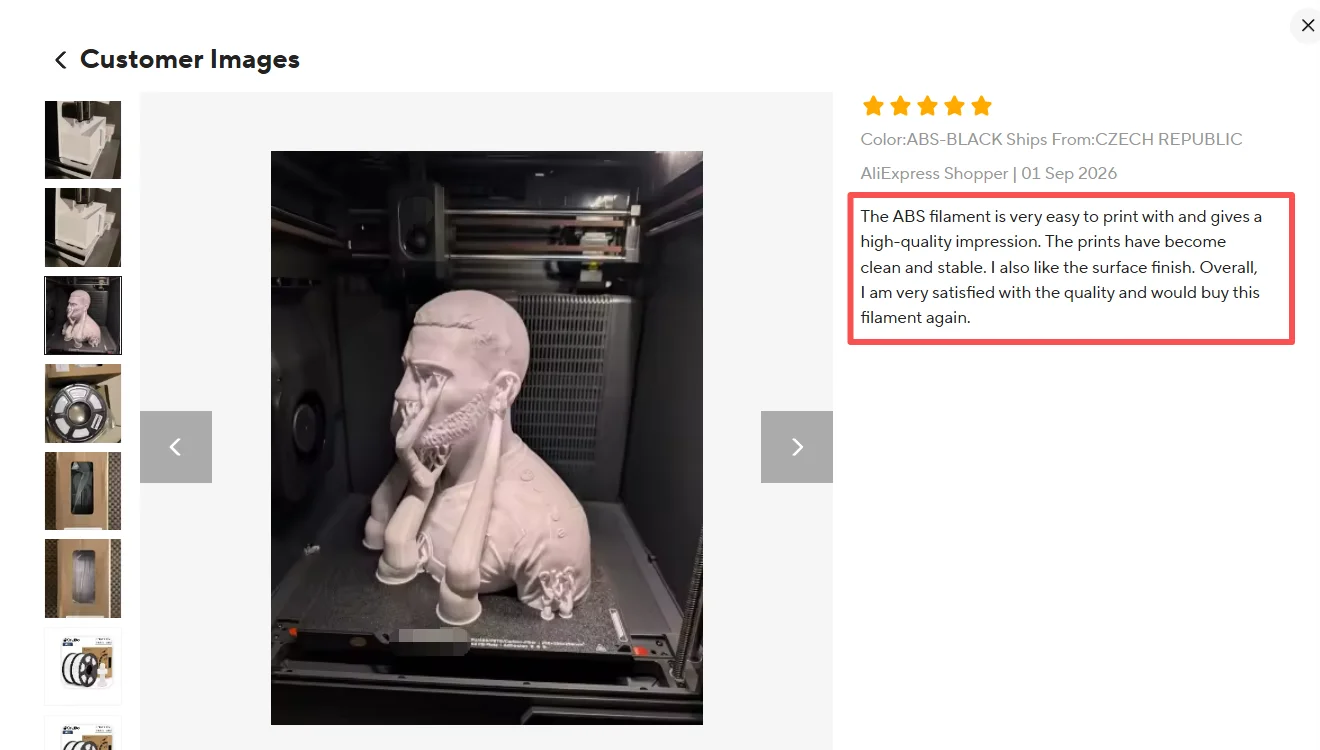 CoLiDo PETG/TPU/ABS 3D-Filament 2 kg 1,75 mm +/-0,02 mm 3D-Druckfilament, ordentlich gewickeltes Filament, Vakuumverpackung, schneller Versand, EU – Detail 2
