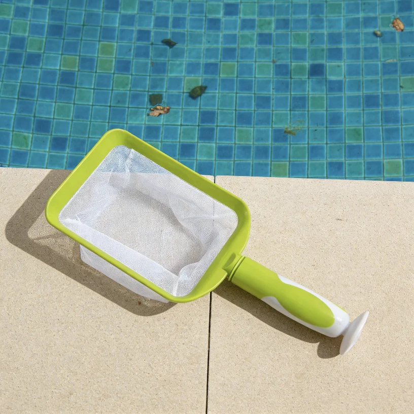 Red de limpieza de piscinas portátil verde de alta eficiencia con mango ergonómico