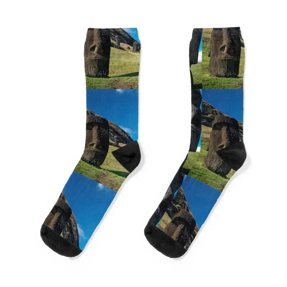Moai on Easter Island Socks man Climbing compression happy Socks Ladies Men's