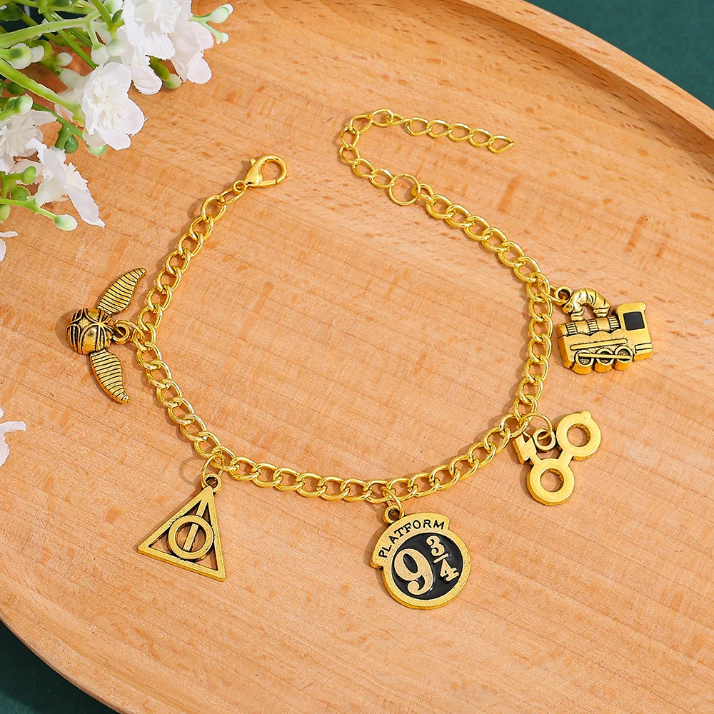 Magic Wizard Charm Bracelet, Adjustable Alloy Chain Collectible Jewelry Gift for Movie Fans - view 6