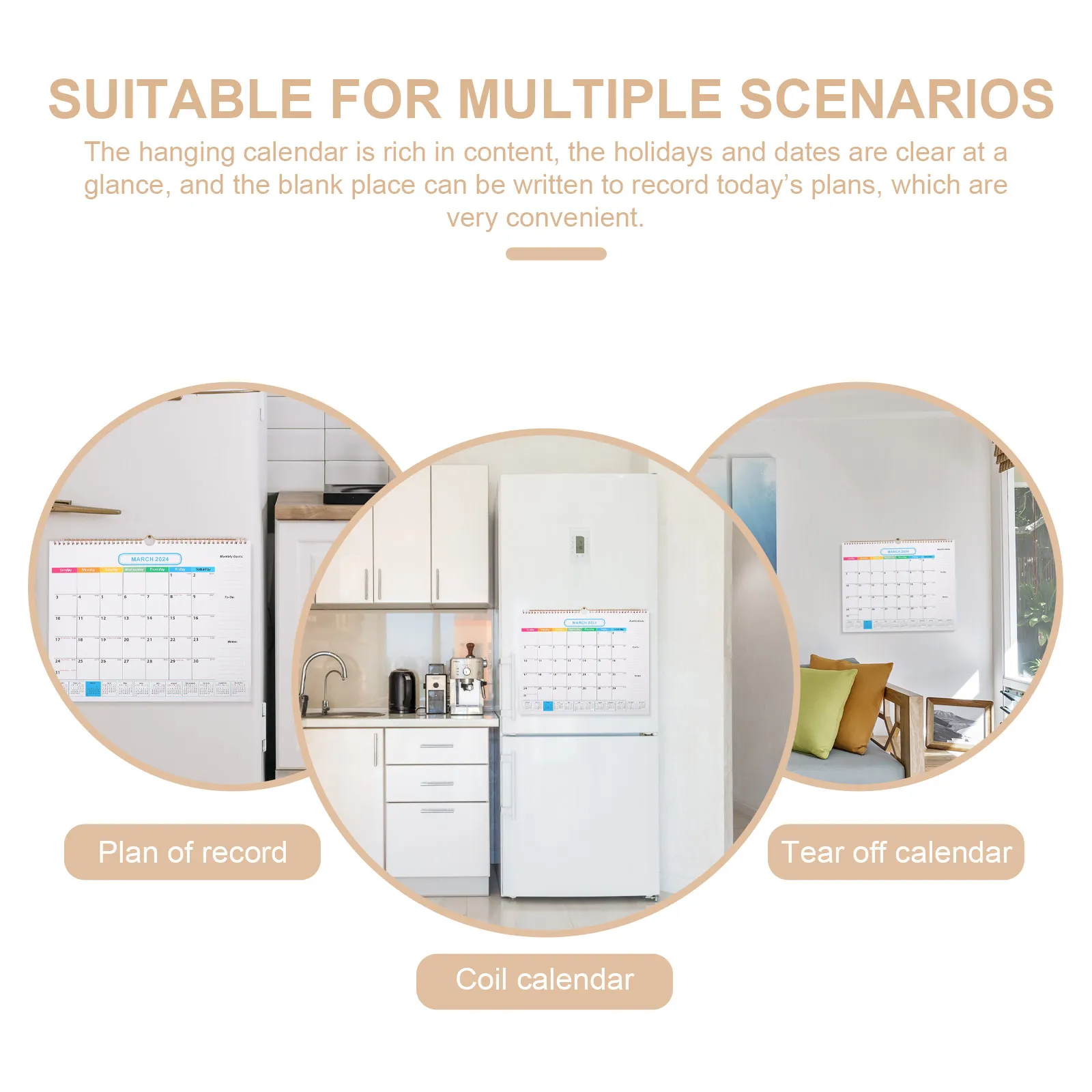 

Прочный настенный календарь на 2023-2024 годы, ежемесячный подвесной календарь для офиса и дома, трекер для записи встреч с чётким шрифтом и полноточной печатью.