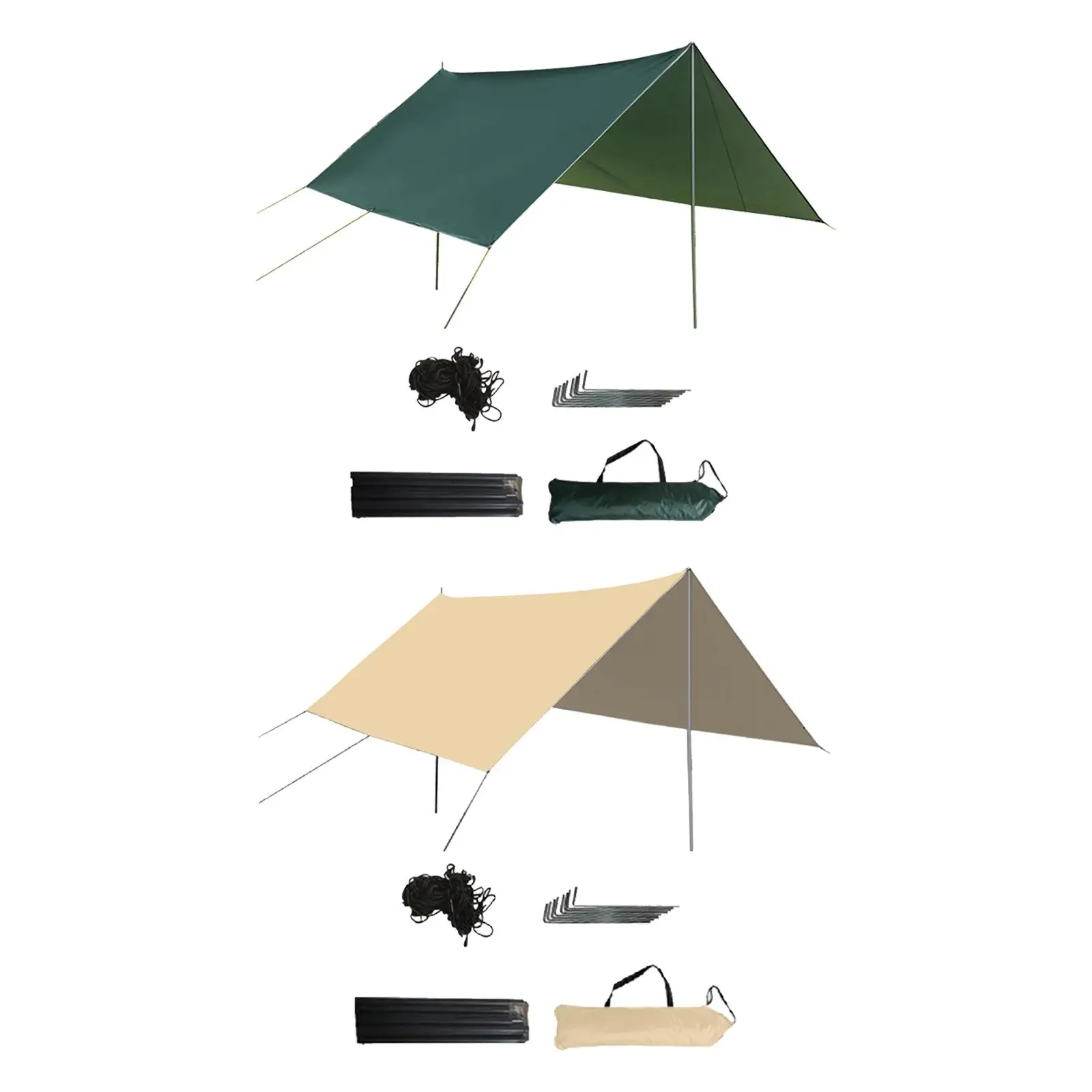 Camping Tarp with Poles Awning Sun Resistant including Tent Stakes Tent Tarp for Garden Hiking Picnic Outdoor Activities Travel