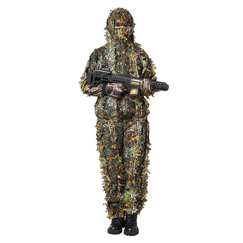 Imagem -03 - Ghillie de Fibra Sintética para Homens e Mulheres Roupas de Camuflagem Folhas de Treinamento Terno de Caça Jaqueta Quente ao ar Livre