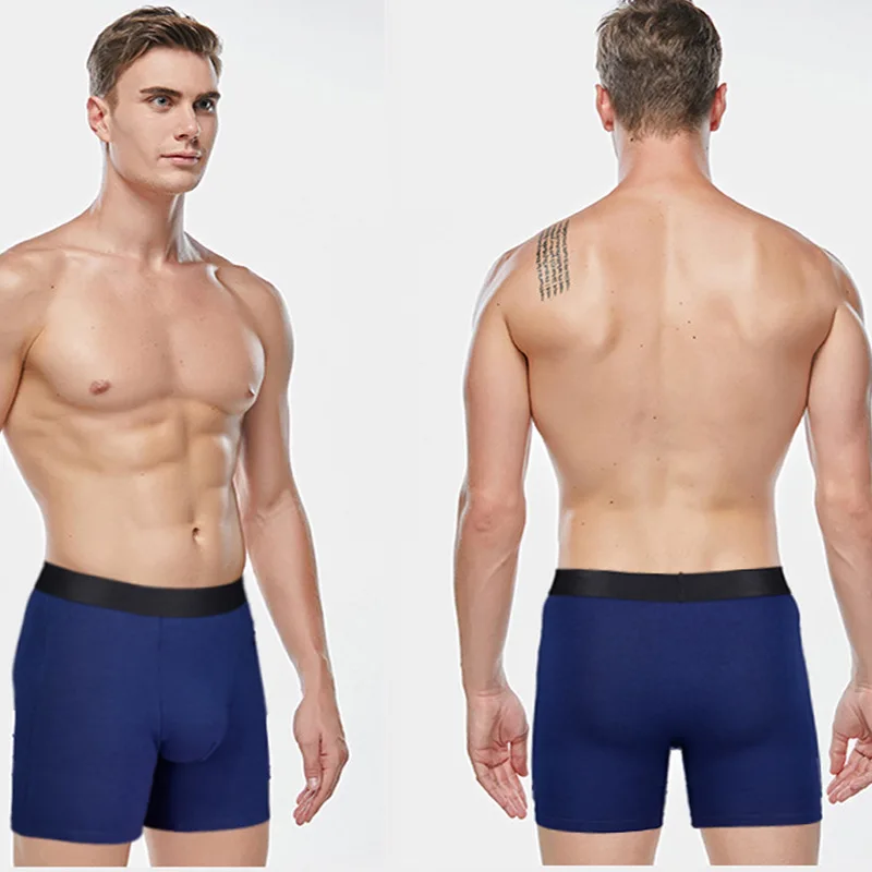 2025 nova roupa interior masculina boxers de algodão de cintura alta esporte branco estendido shorts de cor sólida