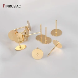 4 Sizes 14k Gold Plated Copper Metal Earring Back Post Earring Base DIY Earrings Jewellery Making Supplies