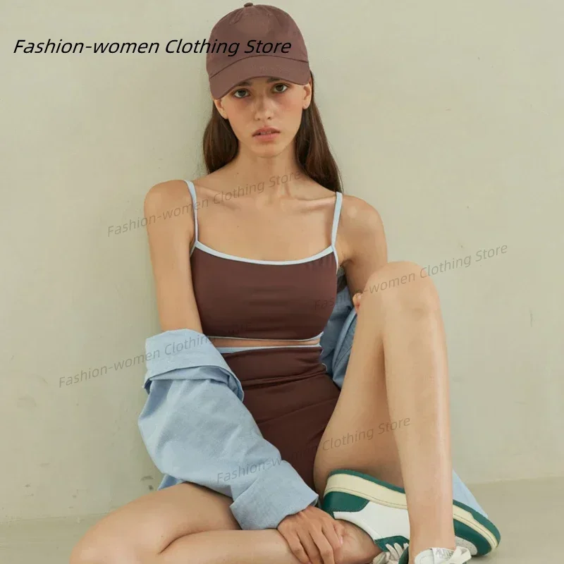 เซ็กซี่ One Piece ชุดว่ายน้ําผู้หญิงตัดชุดว่ายน้ําชุดว่ายน้ํา Monokini Bandeau ชุดว่ายน้ําเกาหลีเบาะชายหาดสวมสีน้ําตาล