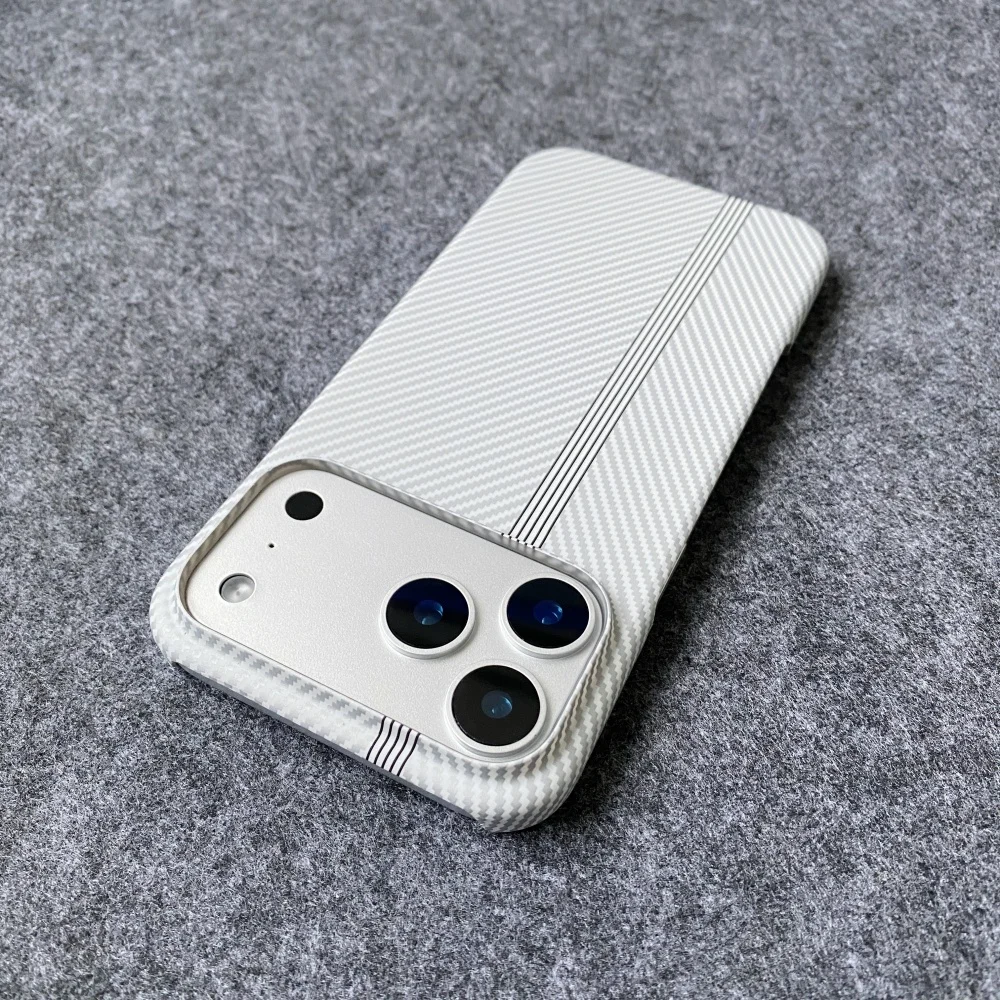 UltraThin Half Frame Carbon Fiber PC Phone Case For iPhone 17 Air 16 15 14 Plus 13 12 17 11 Pro Max NonSlip Kevlar Texture Cover - view 3