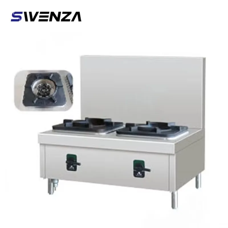 Commercial Double Burner Gas Soup Stove Heavy Duty Stainless Steel, Energy Saving & Powerful Flame