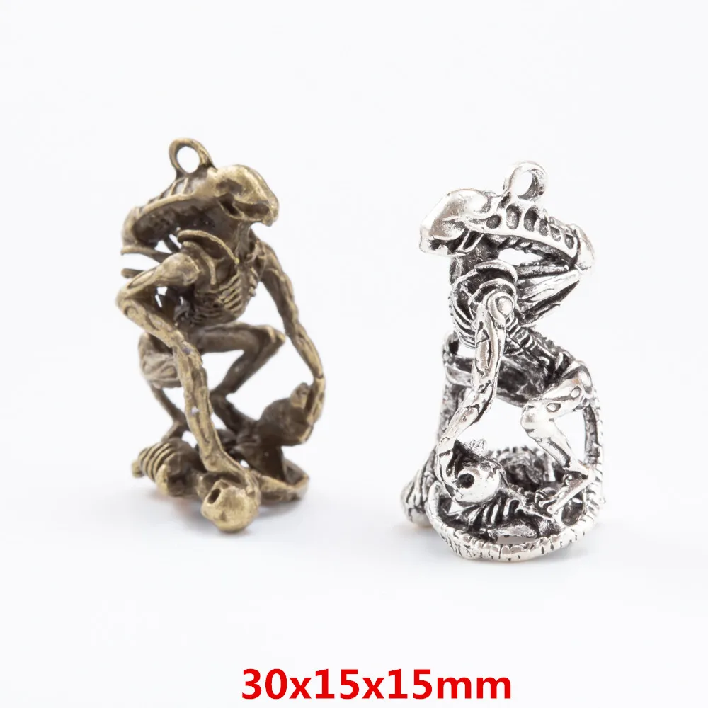 سحر جمجمة سبائك الزنك العتيقة ، قلادة معدنية ، إكسسوارات صناعة يدوية ، 5 قطع ، وصنع المجوهرات