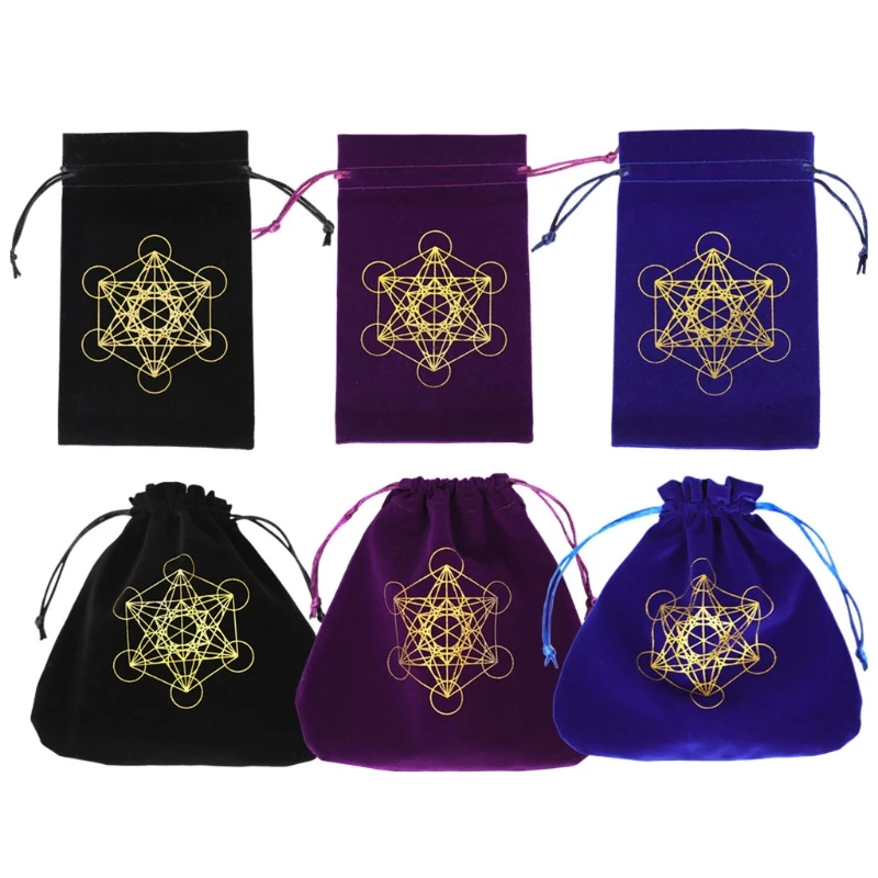 Borsa portaoggetti portatile in velluto per borsa da divinazione con carta Metatron per bambini Sacchetti regalo con in