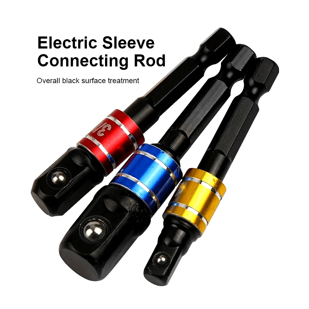 

3Pcs Impact Grade Socket Wrench Adapter Extension Kit 1/4 ", 3/8", 1/2 "- Hexagonal Shank, Square Head, Extension Bit, Rod Power