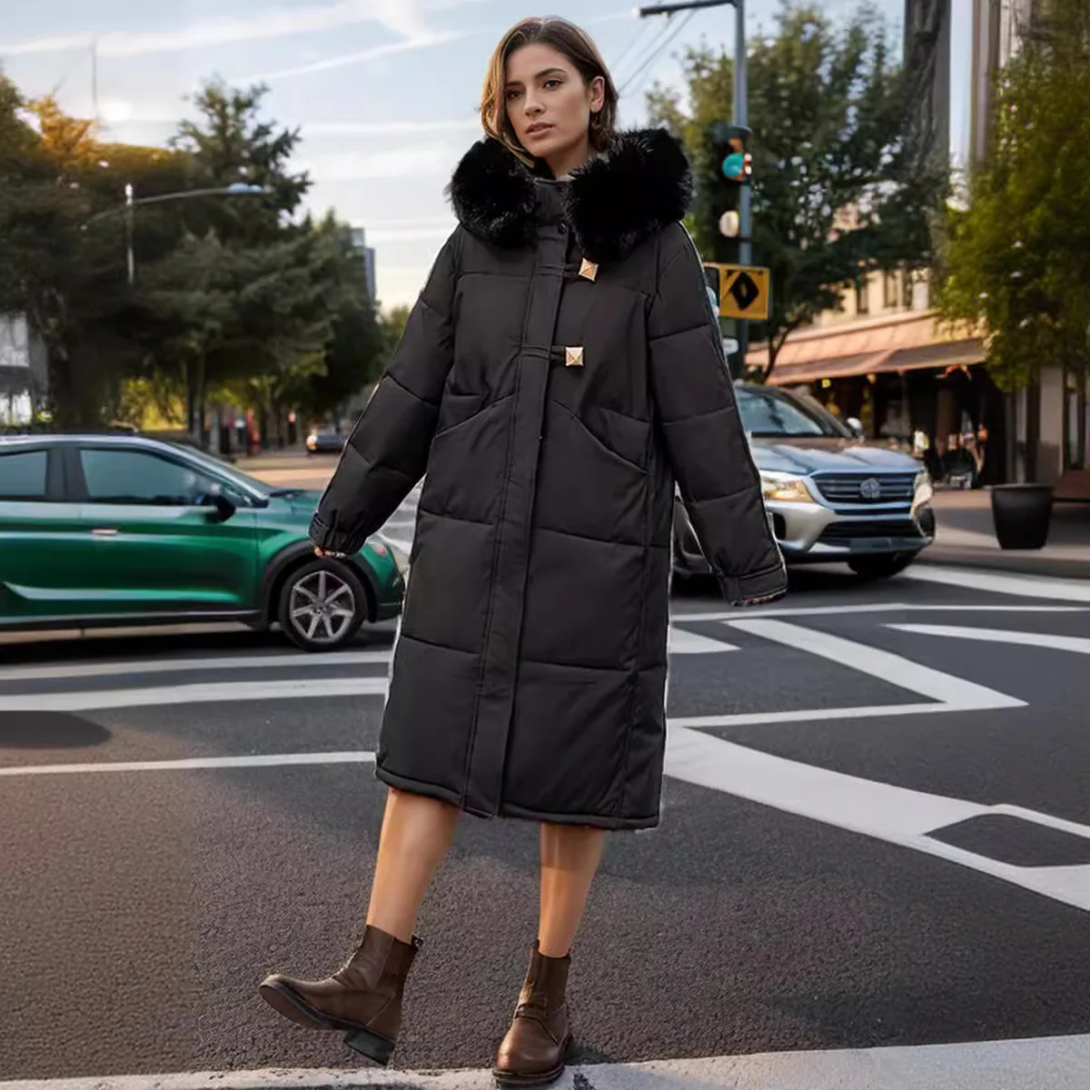 Dames dons katoenen gewatteerde jas lange losse dikke jas Koreaanse mode winter nieuwe stijl