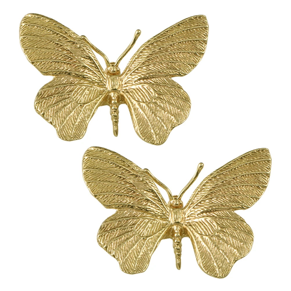 2 Brass Drawer Pull Knobs with Dragonfly Design Solid Metal Handles for Cabinet and Dresser Furniture Drawer Replacement