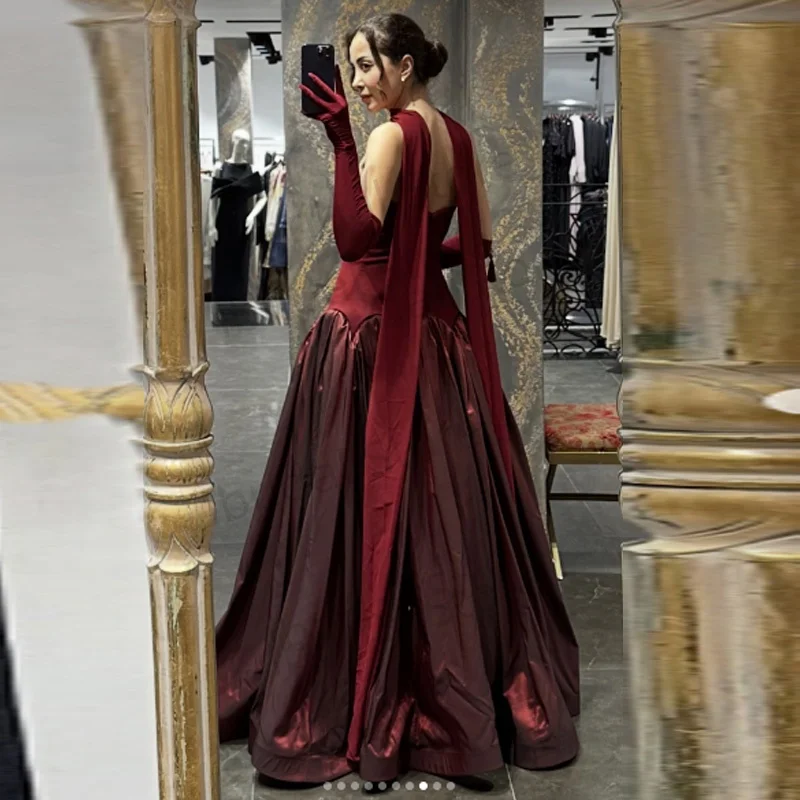 فساتين سهرة مخصصة بدون حمالات أشرطة على شكل حرف A فستان حفلات براقة مطوي فيستدوس دي فييستا أنيقة #6