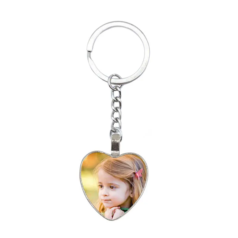 

New Fashion Art Heart Custom Photo Keychain Parents Baby Grandparents Grandparents Family Memorial Best Keyring Gift Pendant