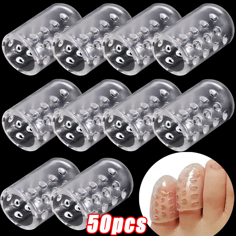 50pcs Toe Covers Silicone Transparent Breathable Toes Protectors Prevent Blisters Comfortable with High Elasticity Foot Care