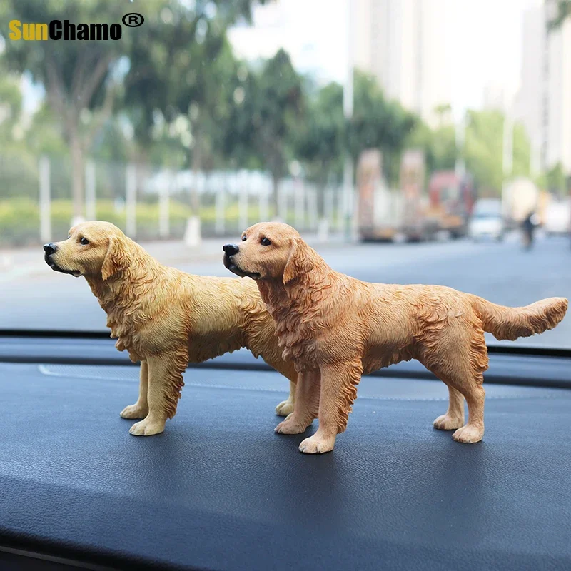 Fashion Golden Retriever Stand Posture Simulation Dog Model Resin Car Handicraft Home Accessories Murals Accessories Furnishing