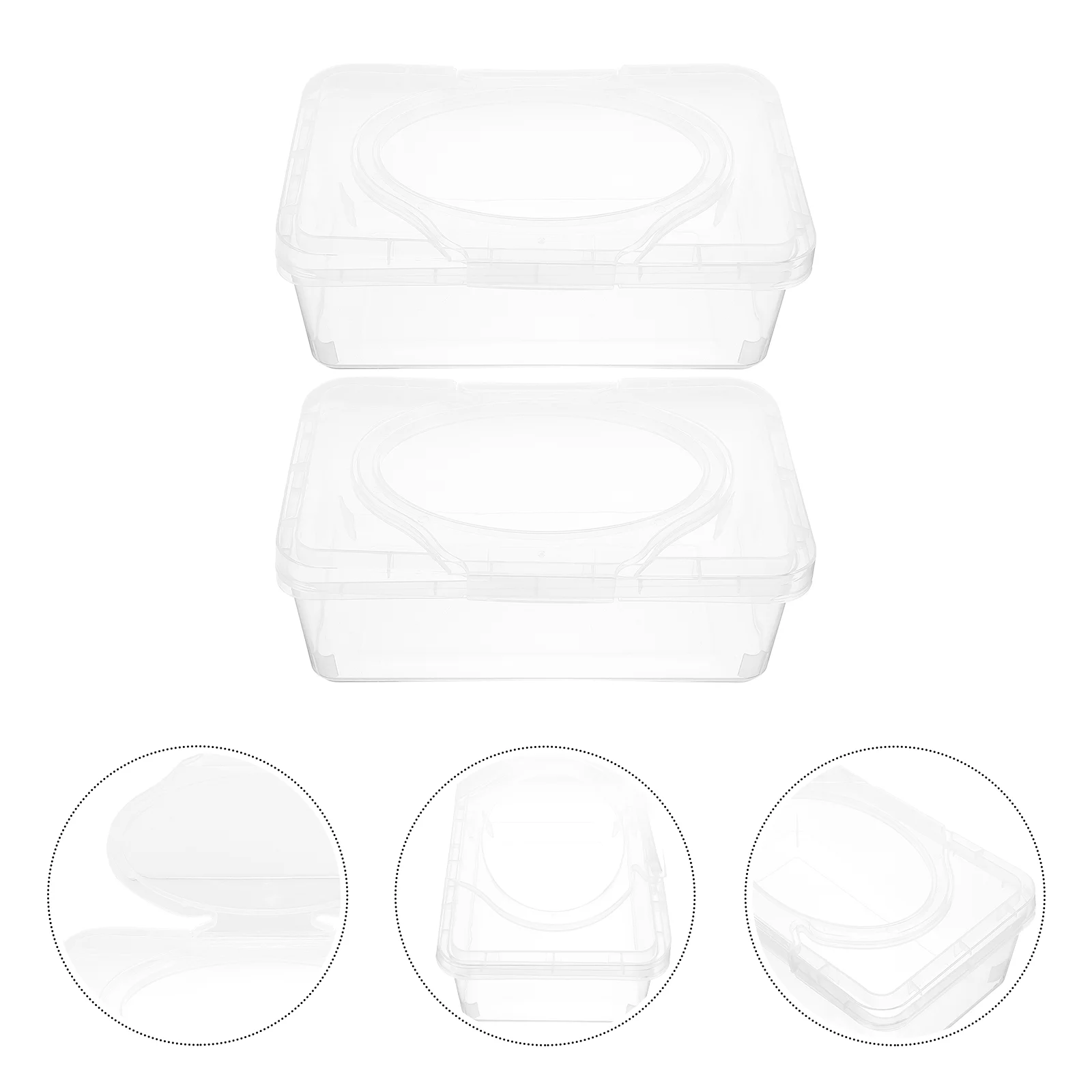 2 Pcs Baby Wipes Box Portable Refillable Transparent Travel Holder Container Large Volume Sturdy Texture Modern Design