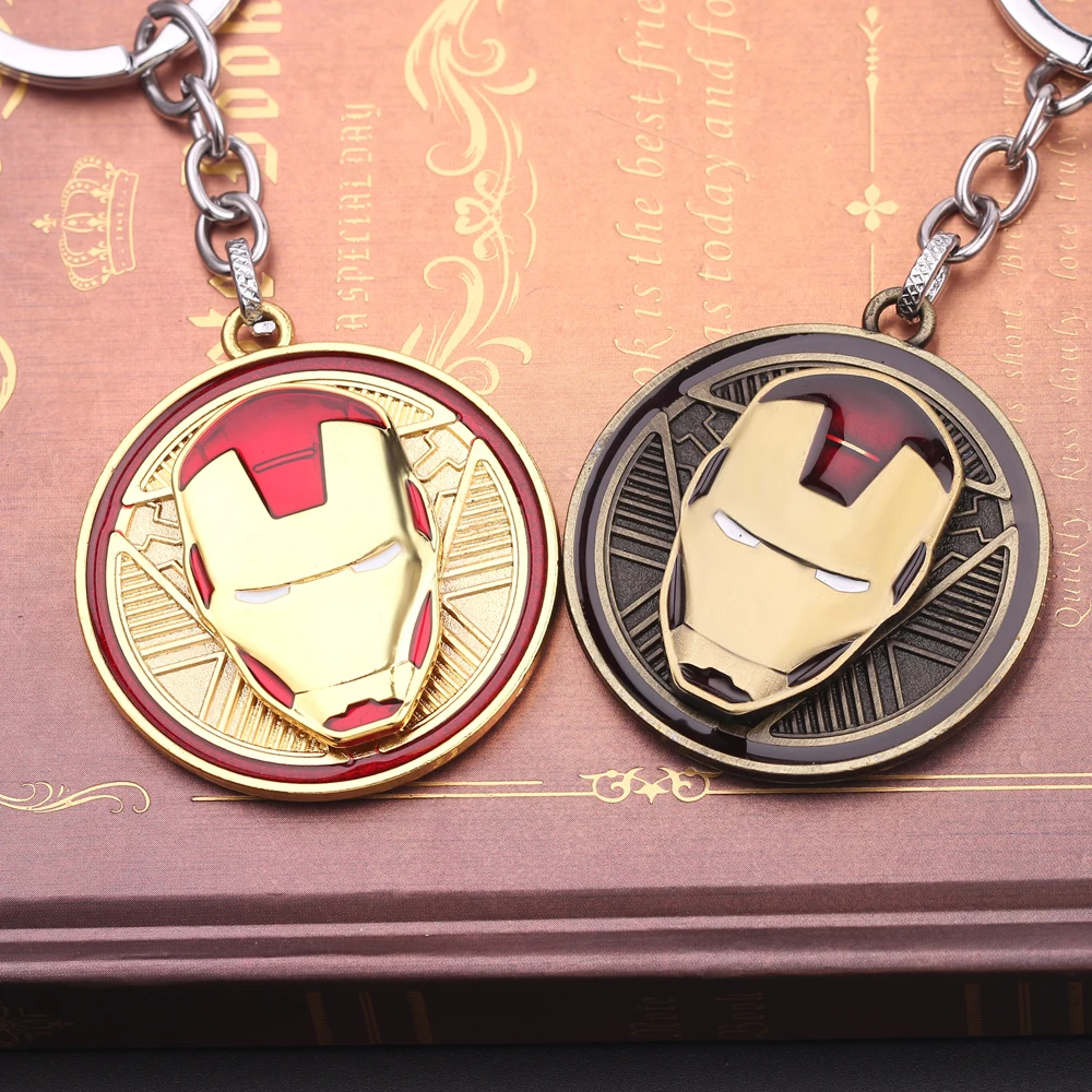 Marvel Iron Man Pendant Keychain Superhero Iron Man Helmet Rotatable Metal Keyring for Backpack Carkeys Accessory Toy Gift