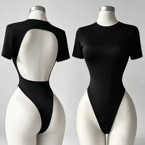 Backless Bodysuit Women's High-Quality Backless Bodysuit Basic Solid Color Comfortable Fit Underwear