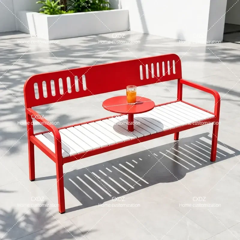 Outdoor Wrought Iron Bench Leisure Chair for Milk Tea Coffee Shop Gym Shopping Mall Park Seating