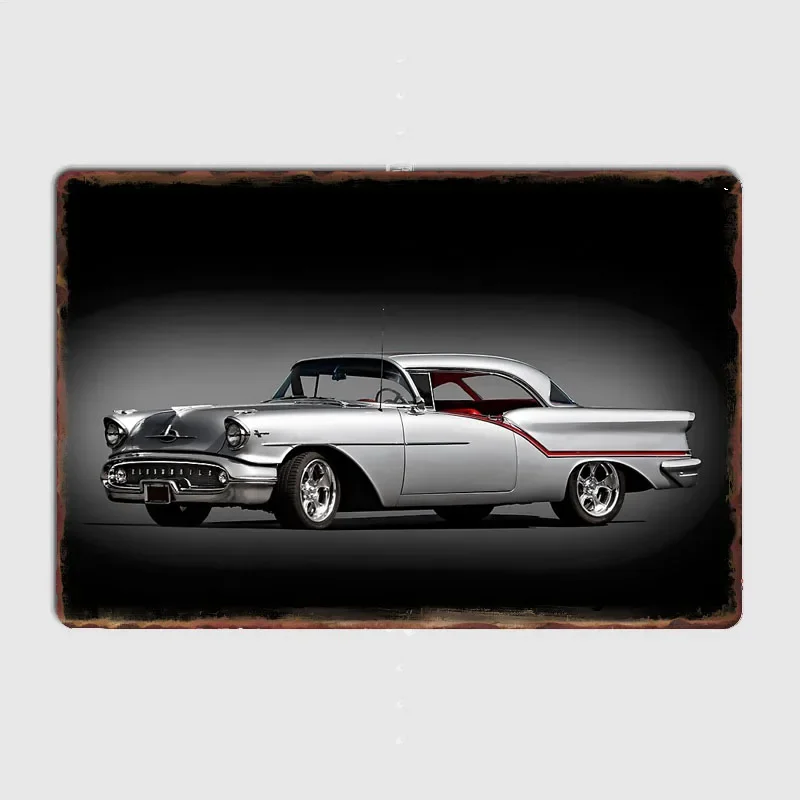 1957 Oldsmobile Super 88 Hardtop Retro Classic Car Roadster Poster Metal Sign Automobile Club Tin Home Wall Decor Room Decor