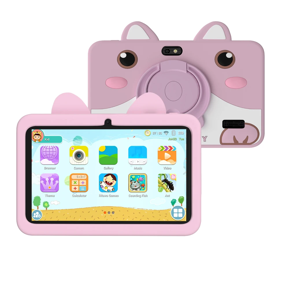 جهاز لوحي للأطفال بنظام Android 13 بسعة 4 جيجابايت + 64 جيجابايت، تحكم بالأبوية، 2.4 جيجا واي فاي، شاشة حماية للعين، تطبيق تعليمي