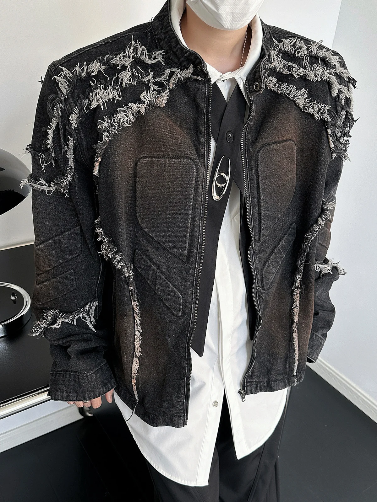 

Мужская джинсовая куртка Waed ort: Винтажный американский уличный стиль, молодежный тренд, брендовые потертые джинсы для весны и осени