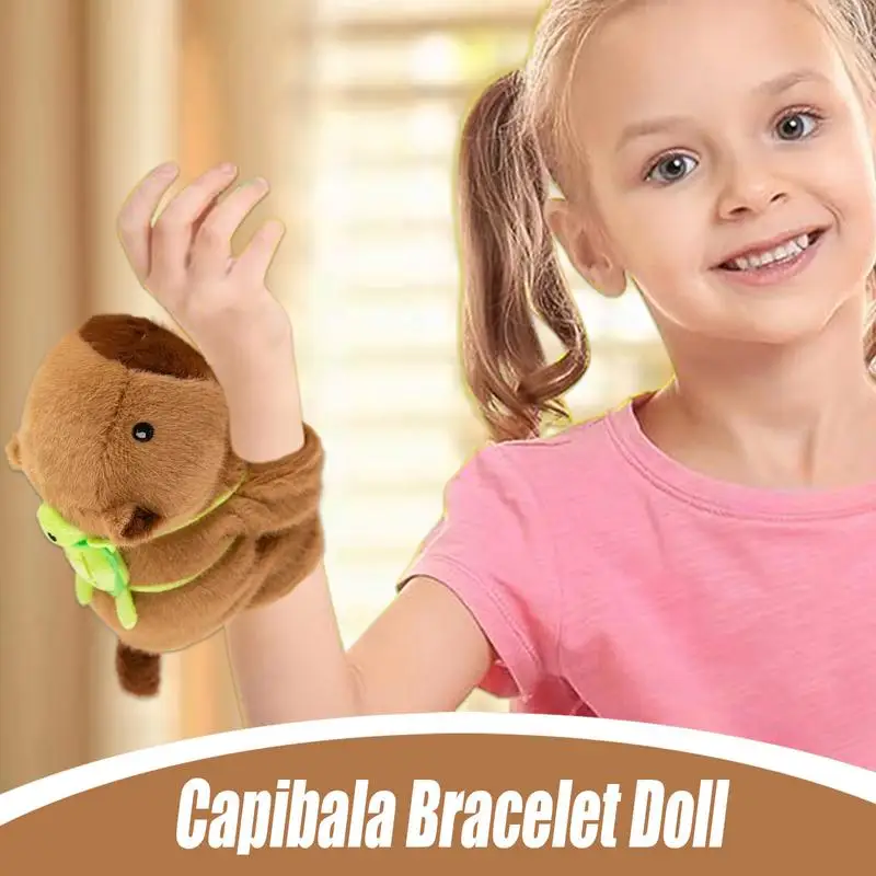 Plush Capybaras Bracelet Cartoon Stuffed Capybara Soft Plush Toy Cute Doll Pendant Wristband Animal Wrist Accessories For Home