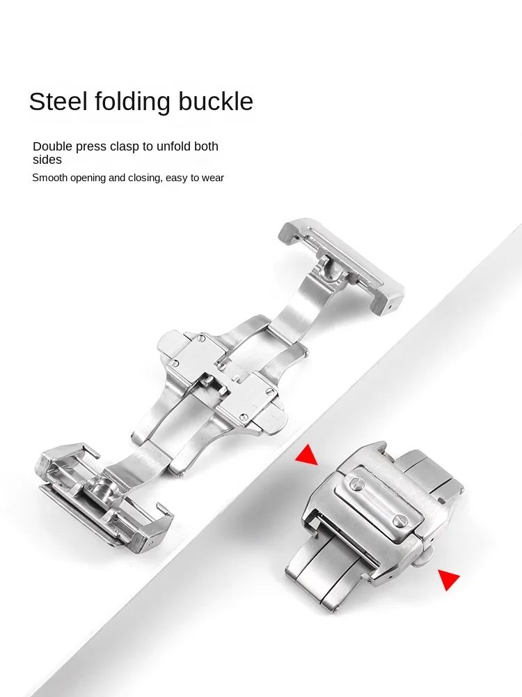 18-21 مللي متر سانتوس سانتوس 100 محول مشبك قابل للطي لكارتييه مشبك مزدوج الضغط على شكل فراشة ثلاثي الجبل