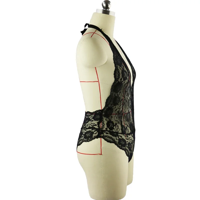 الملابس الداخلية النسائية الدانتيل فستان بيبي دول مع سيور أكمام بيبي دول الخامس الرقبة فستان النوم ازياء غريبة شفافة الاباحية