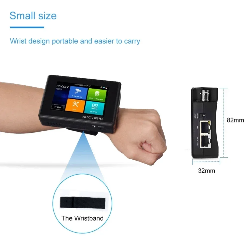 Mini testador de câmera IP portátil com saída POE, 8K, 4 polegadas, testador IPC H.265
