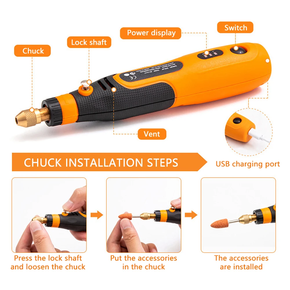 Mini Electric Drill Sanding & Polishing Electric Grinder Micro Chainsaw All-in-One Power Tools USB charging DIY Crafts