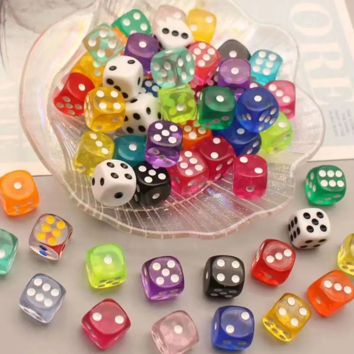 10-30pcs Transparent Acrylic 6-Sided 14mm Dice Club/Party/Family Board Game Drinking Dice Six Sided Sieve Interactive Toy