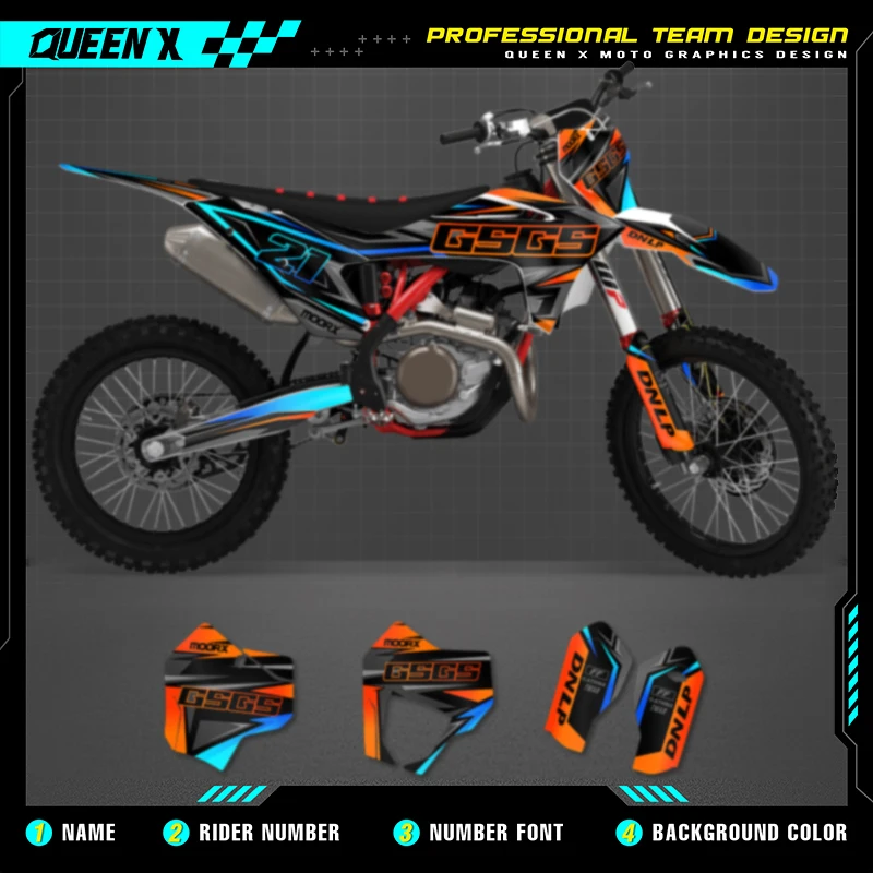 Queen X MOTOR Custom Team Graphics Backgrounds Decals For 3M Stickers Kit For GASGAS GAS GAS 2021 2022 2023 EC MC 009