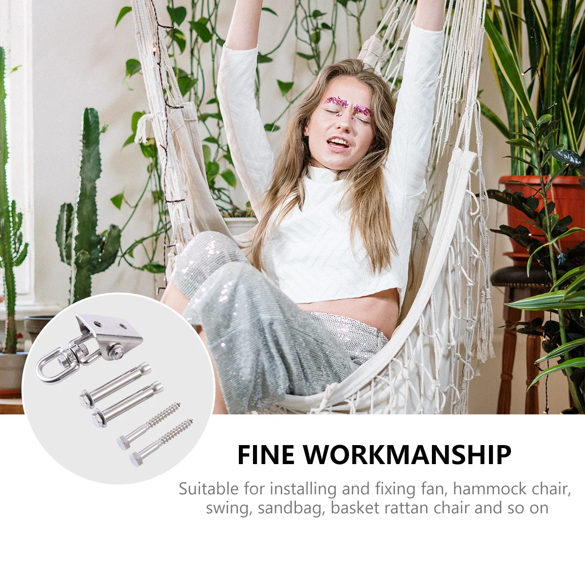 

1Set Heavy Duty Stainless Steel Swing Hangers Versatile Hanging Kit for Fans Hammocks Baskets Stainless Steel Swing Hanger