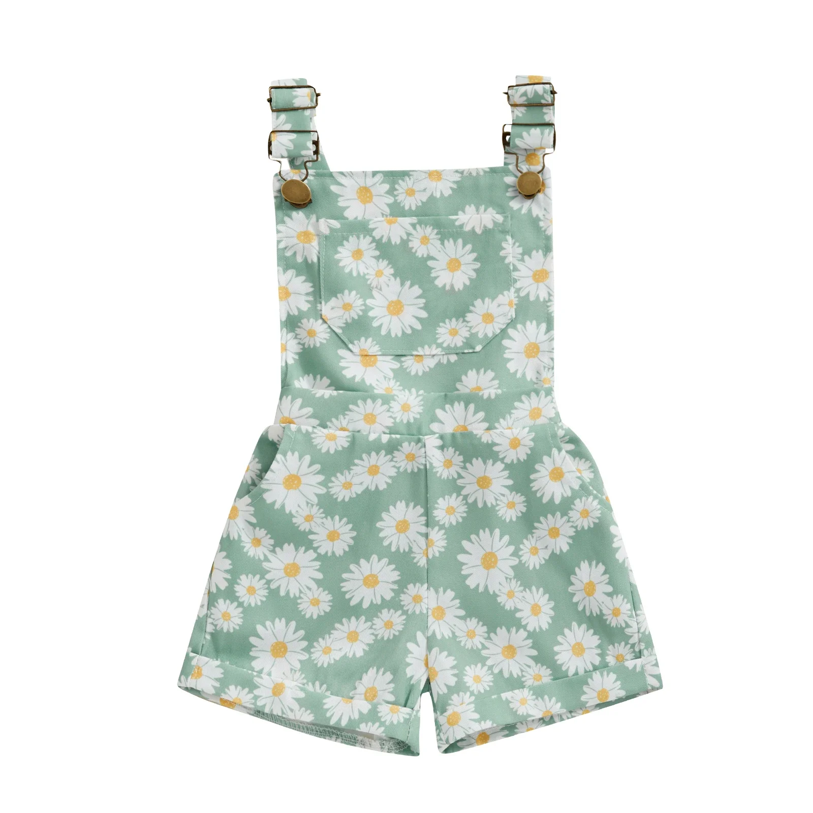 Pants Citgeett Summer Kids Girls Jean Overalls Daisy Print Sleeveless Adjustable Strpas Denim Romper Jumpsuit Clothes