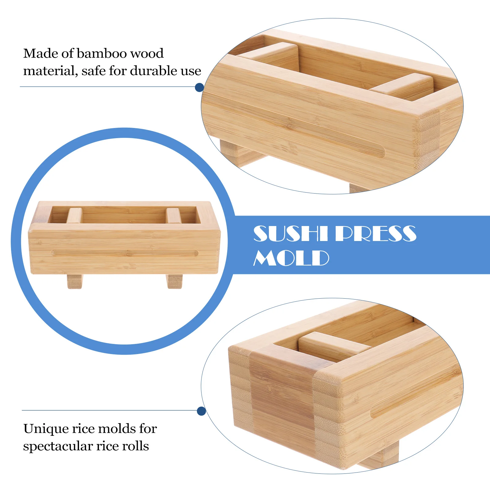 

Bamboo Sushi Mould Wooden Rice Press for Musibi Making Kit Tool Mold Small Tools Maker Presss