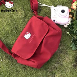 Sanrio Hello Kitty Bags Japan College Style Red Shoulder Bag Y2k Girl Cute Messenger Bag Women Luxury Design High Capacity Tote