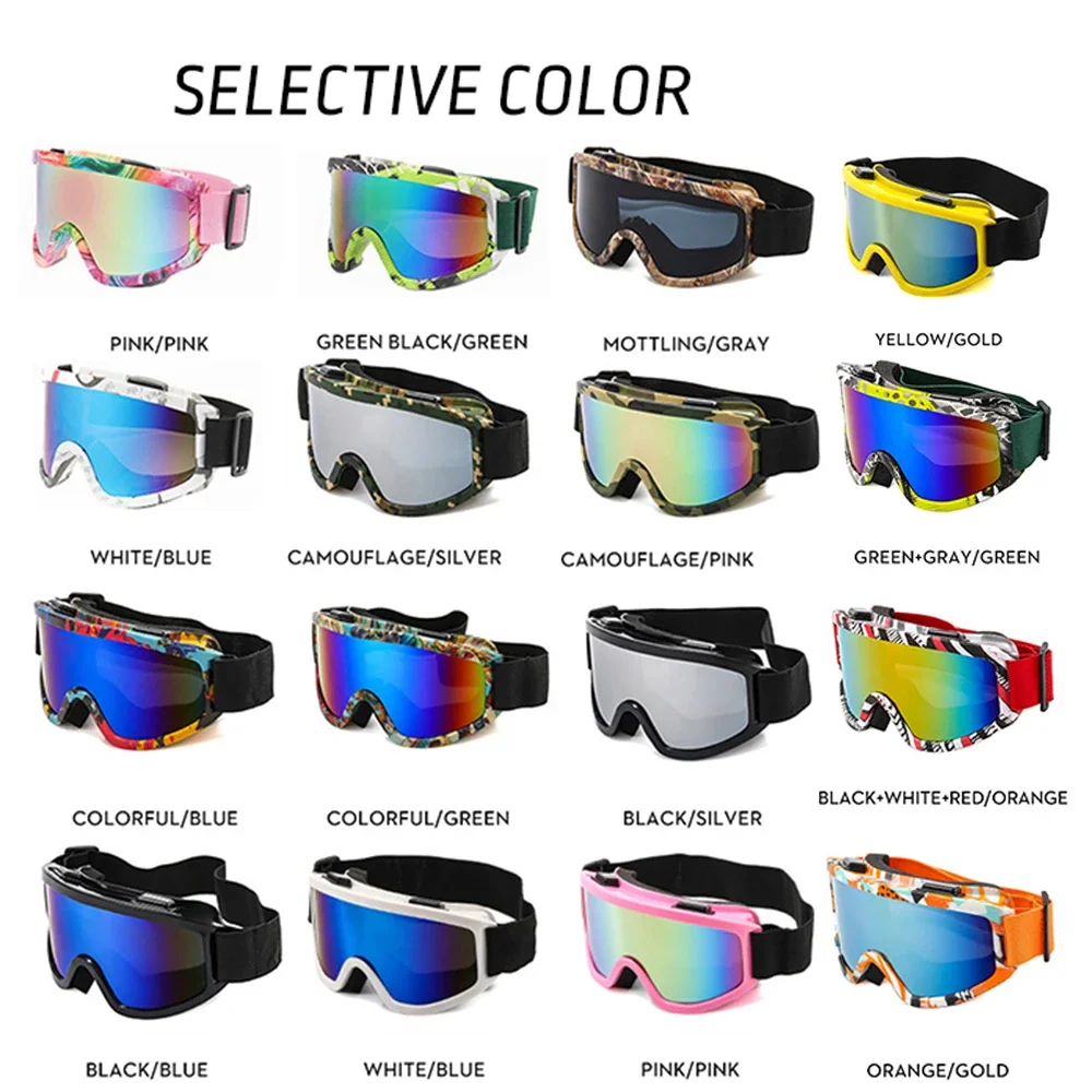 

Large Frame Ski Goggles with Colorful Lens Anti-Collision Anti-Glare Lens Outdoor Sport Snow Snowboard for Snowboarding Skiing