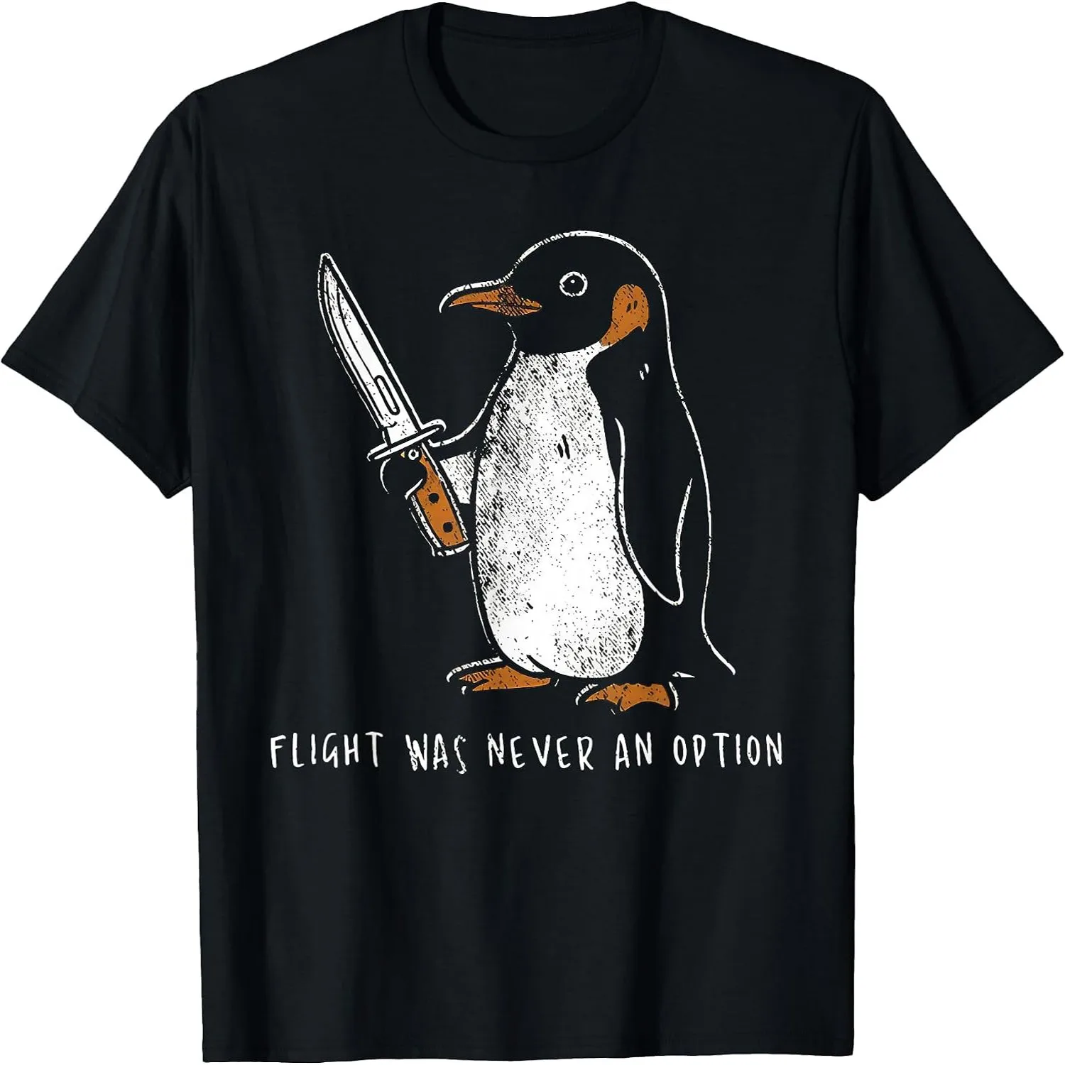 Flight was Never an Option Tactical Penguin Funny Bird Meme T-Shirt