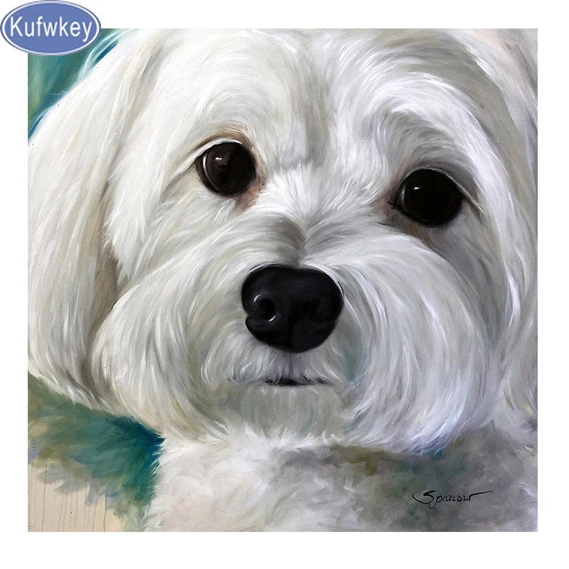 5D diy diamond painting Maltese dog animal,full square diamond embroidery cute pet cross stitch needlework mosaic diamond decor