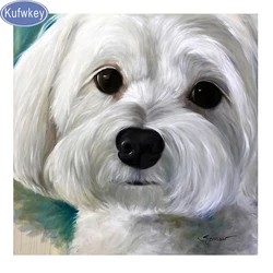 5D diy diamond painting Maltese dog animal,full square diamond embroidery cute pet cross stitch needlework mosaic diamond decor
