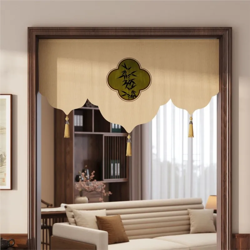 New Chinese Style Curtain Half Cut Door Curtain Antique Style Blocking Short  Partition Non Perforated Decor Fabric CurtainZJ282