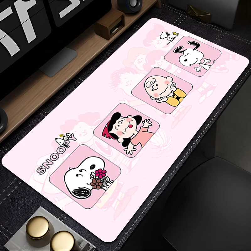 

Mouse Pad Extended Gaming Cartoon S-snoopy Mousepad With Stitched Edges Desk Mat Non-Slip Base Computer Keyboard Pad For Laptop