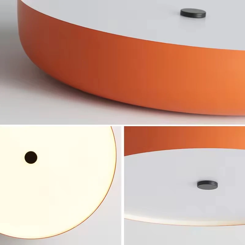 Nordic Simple Circular LED Ceiling Light Modern Creative Black White Orange for Dining Room Living Room Bedroom