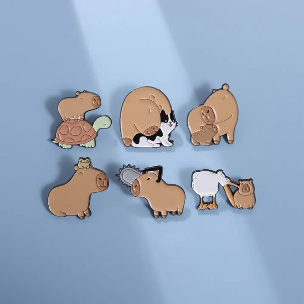 Turtle Capybara Broche Jóias para Menino, Emblemas de Lapela, Lapela Pins, Desenhos Animados Esmalte Pins, Animais Bonitos, Pufferfish, Menino