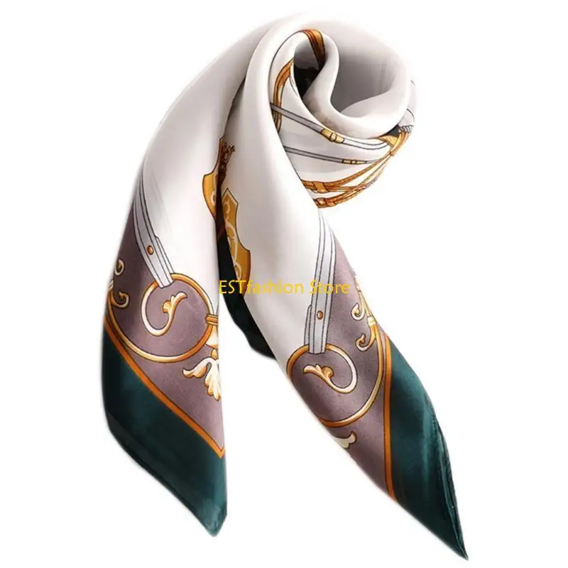 Y5GC Small Square Scarf with Beautiful Print for Modern Women Soft Breathable Silk Like Bandana Scarves Party Neckerchief